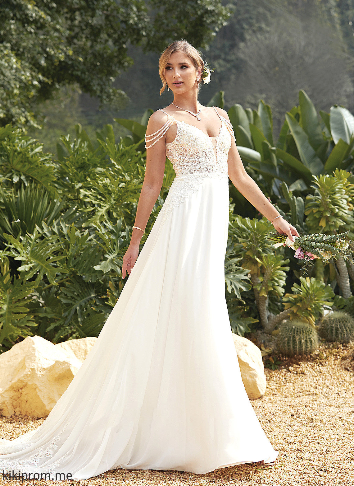 With Lace V-neck Beading A-Line Wedding Dresses Train Chiffon Sweep Wedding Dress Sequins Skye