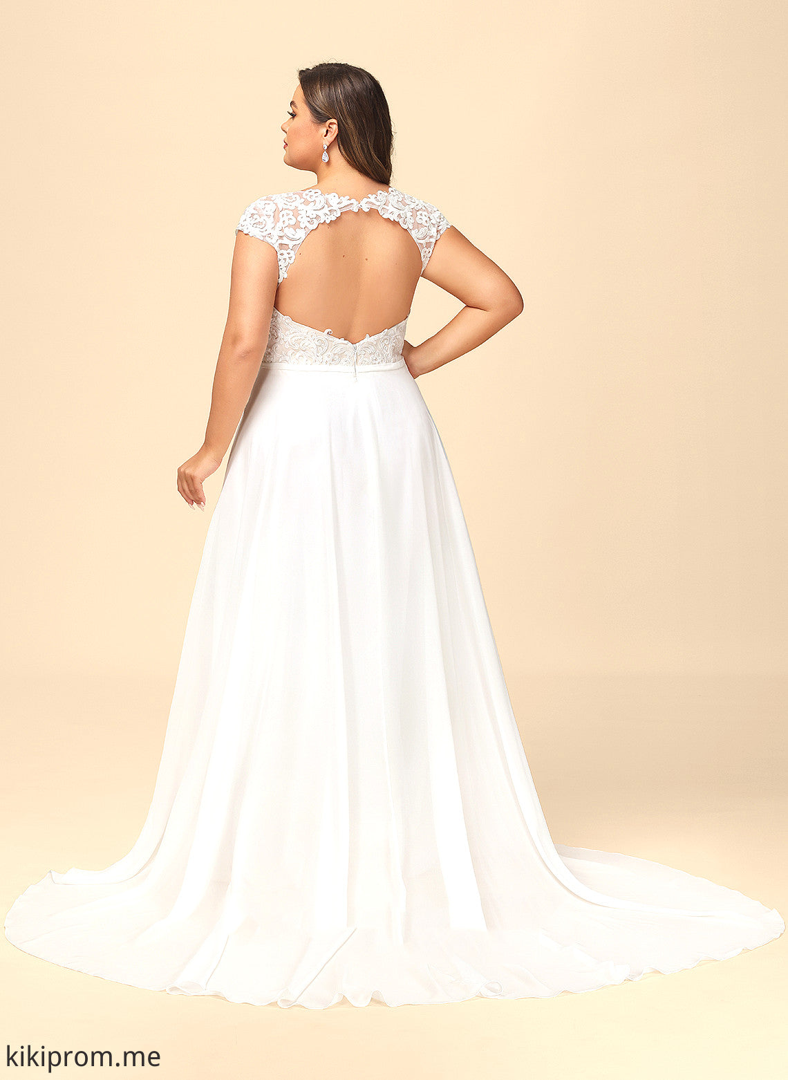 Wedding Dresses Wedding Split Train Lace A-Line V-neck Chiffon Dress Sweep With Front Mavis