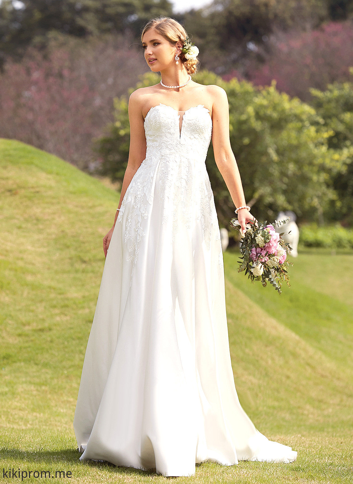 Dress Front Train Split Sweetheart Wedding Dresses Chapel Wedding With Lace Satin Ball-Gown/Princess Shiloh