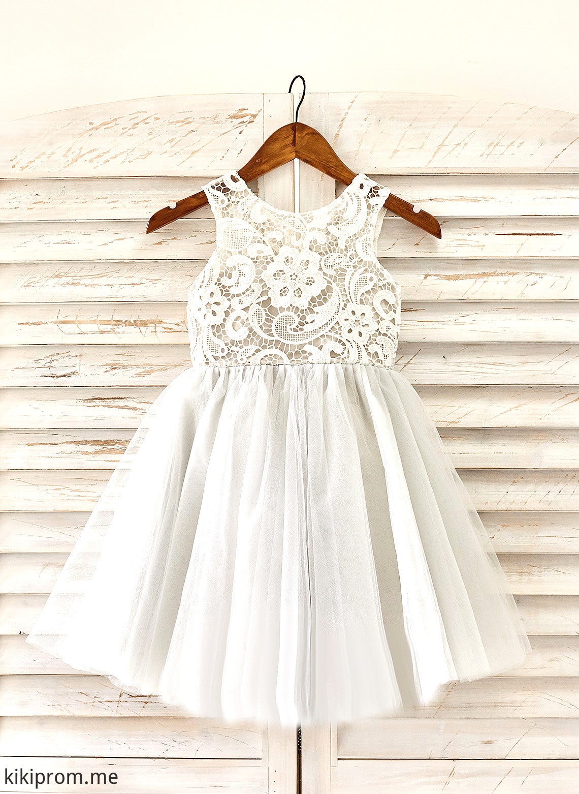 A-Line Flower With - Tulle Girl Sleeveless Neck Nathalia Knee-length Dress Scoop Flower Girl Dresses Lace