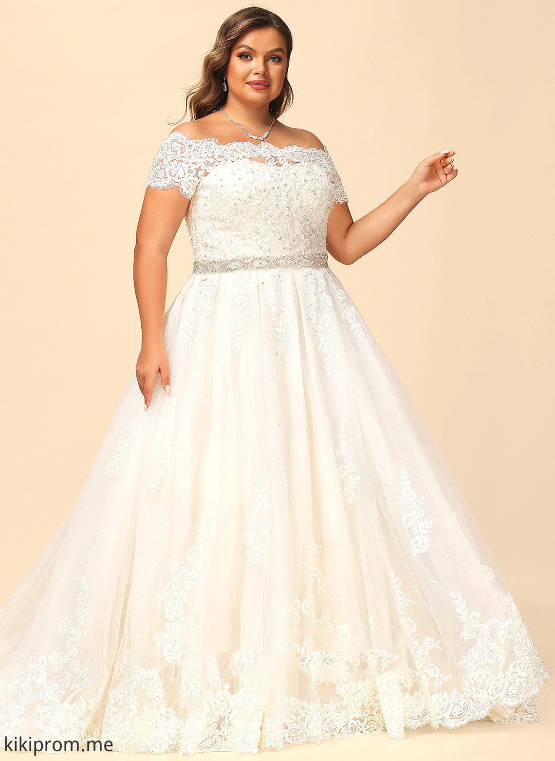 Wedding Train Wedding Dresses Court Shayna Lace Ball-Gown/Princess Tulle With Dress Sequins Beading Off-the-Shoulder