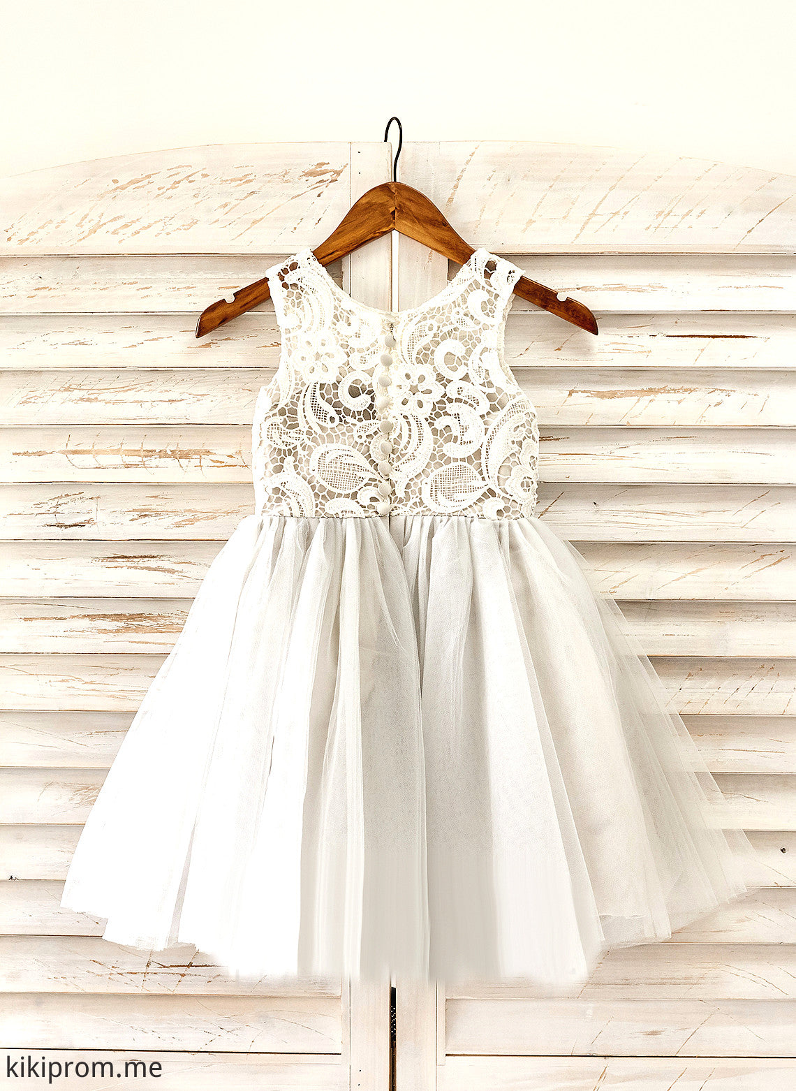 A-Line Flower With - Tulle Girl Sleeveless Neck Nathalia Knee-length Dress Scoop Flower Girl Dresses Lace