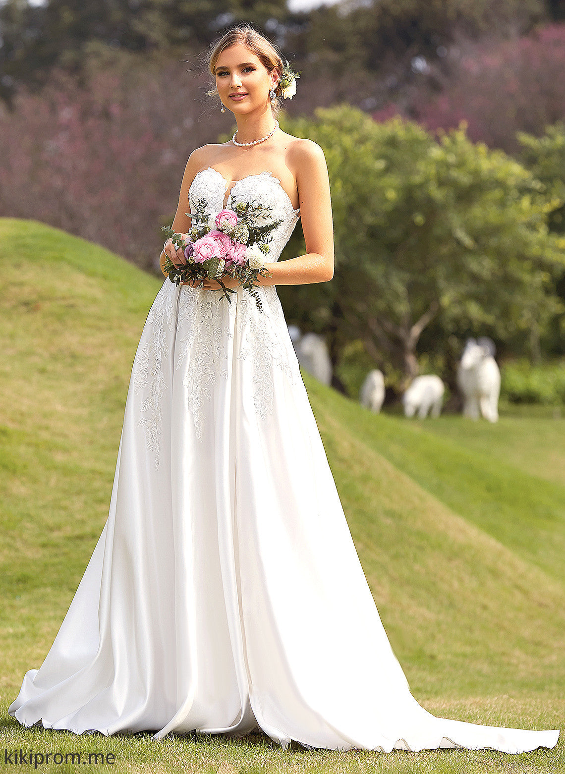 Dress Front Train Split Sweetheart Wedding Dresses Chapel Wedding With Lace Satin Ball-Gown/Princess Shiloh