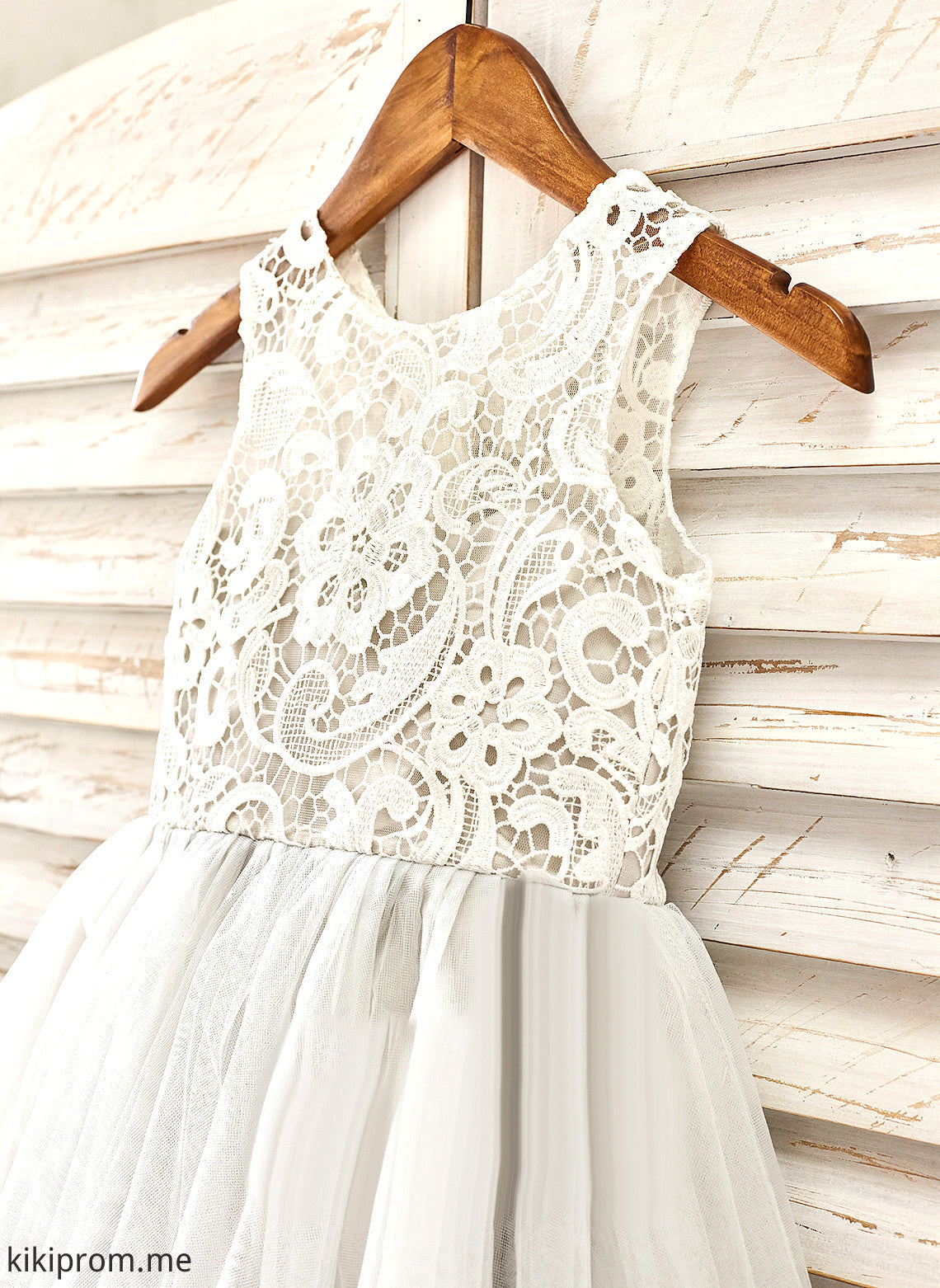 A-Line Flower With - Tulle Girl Sleeveless Neck Nathalia Knee-length Dress Scoop Flower Girl Dresses Lace