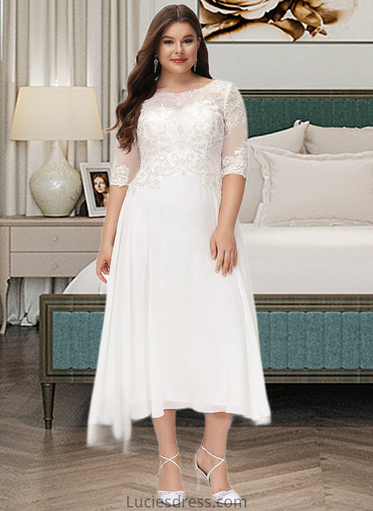 Xiomara A-Line Scoop Neck Asymmetrical Chiffon Wedding Dress With Beading Sequins HFP0013686