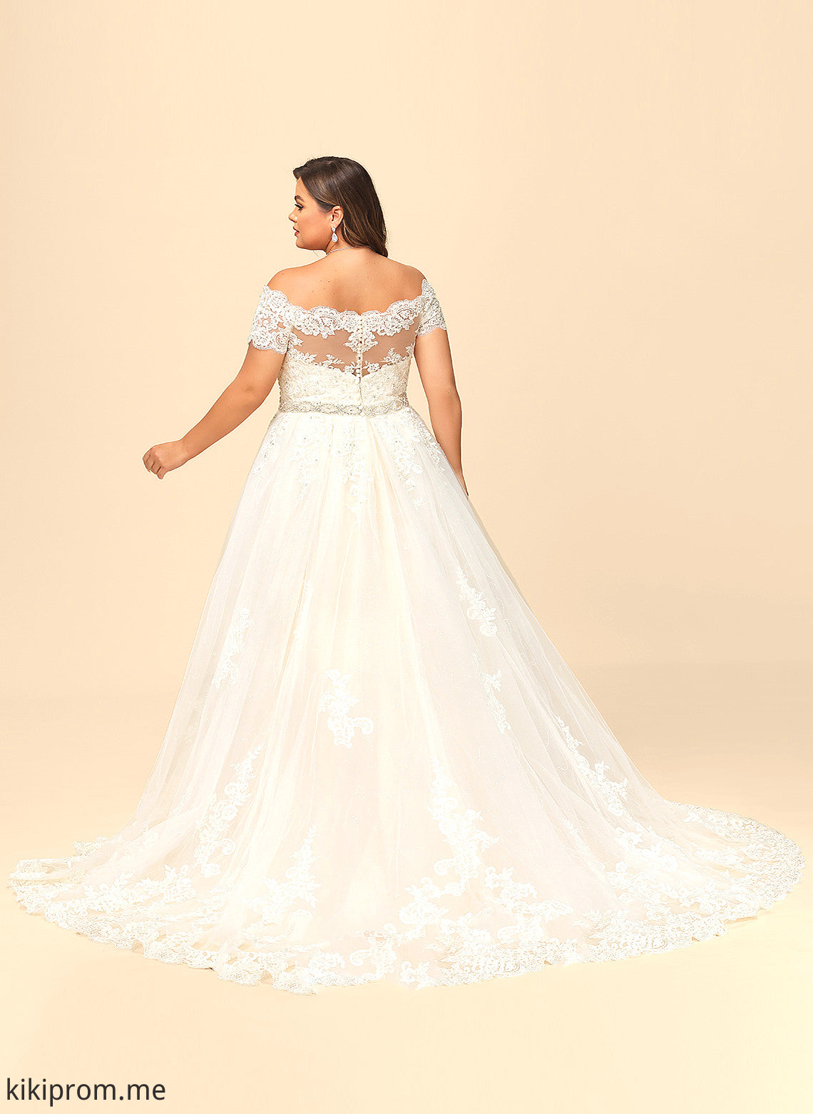 Wedding Train Wedding Dresses Court Shayna Lace Ball-Gown/Princess Tulle With Dress Sequins Beading Off-the-Shoulder