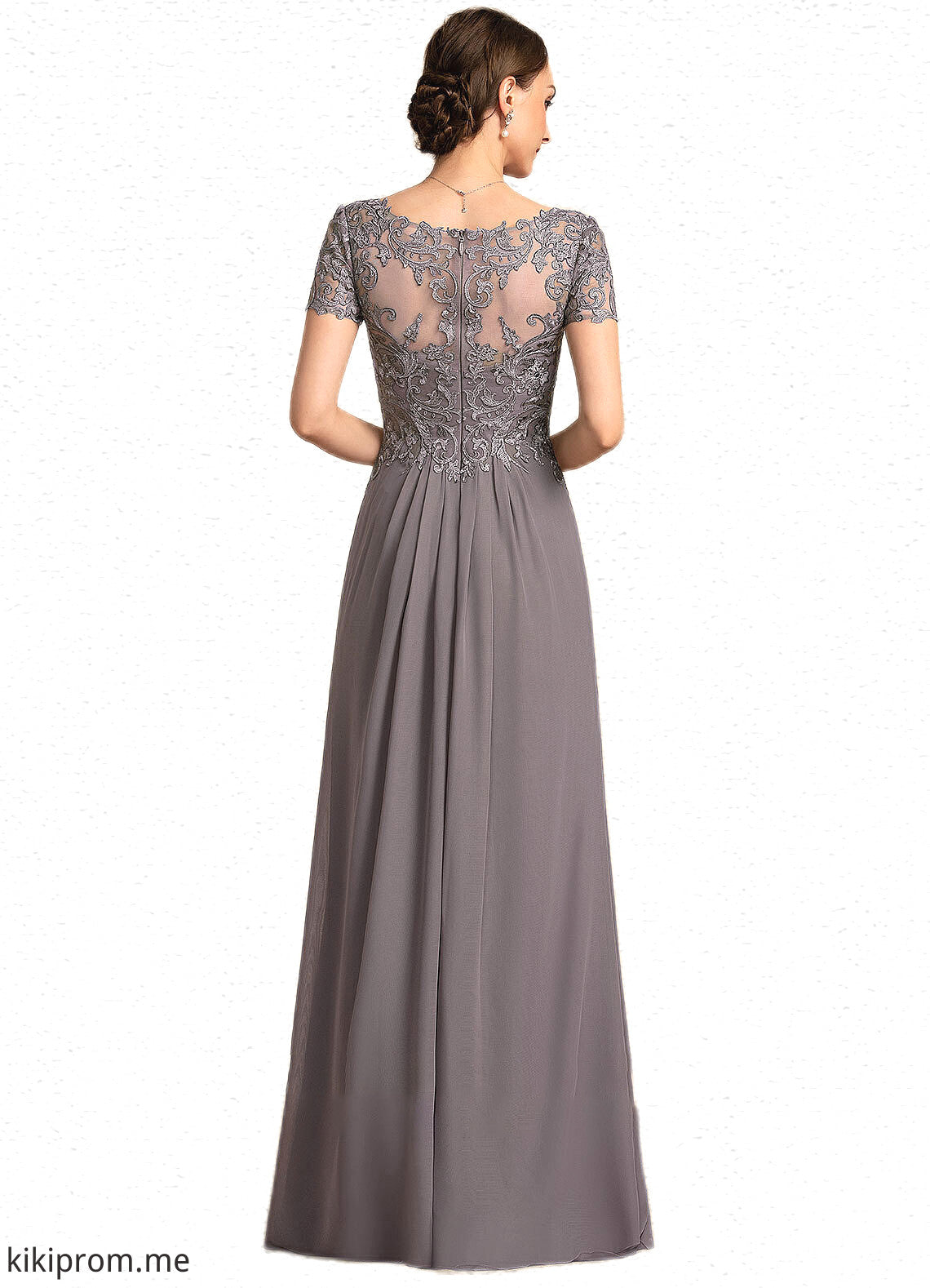 Kaliyah A-line V-Neck Floor-Length Chiffon Lace Mother of the Bride Dress STF126P0014532