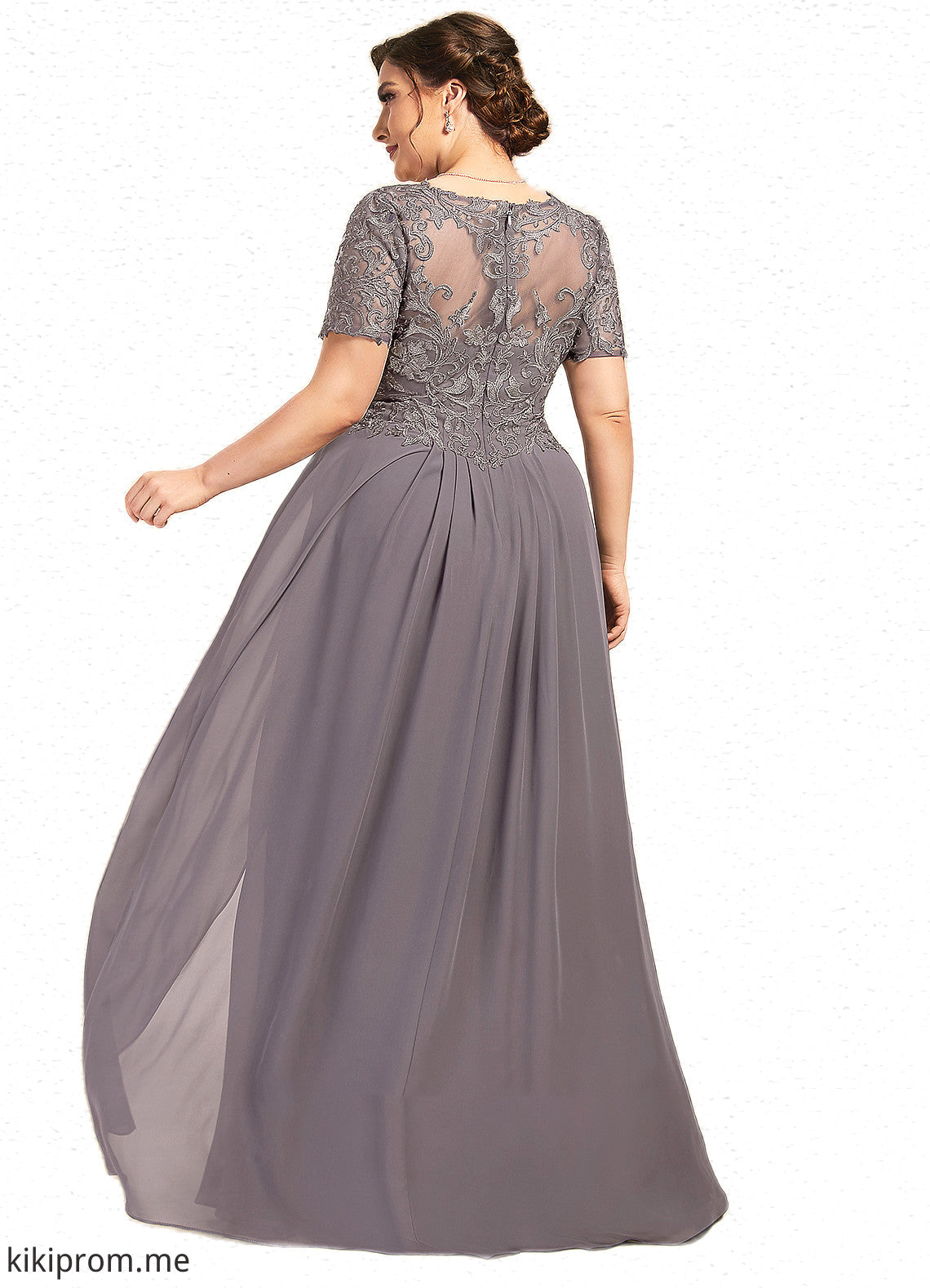 Kaliyah A-line V-Neck Floor-Length Chiffon Lace Mother of the Bride Dress STF126P0014532