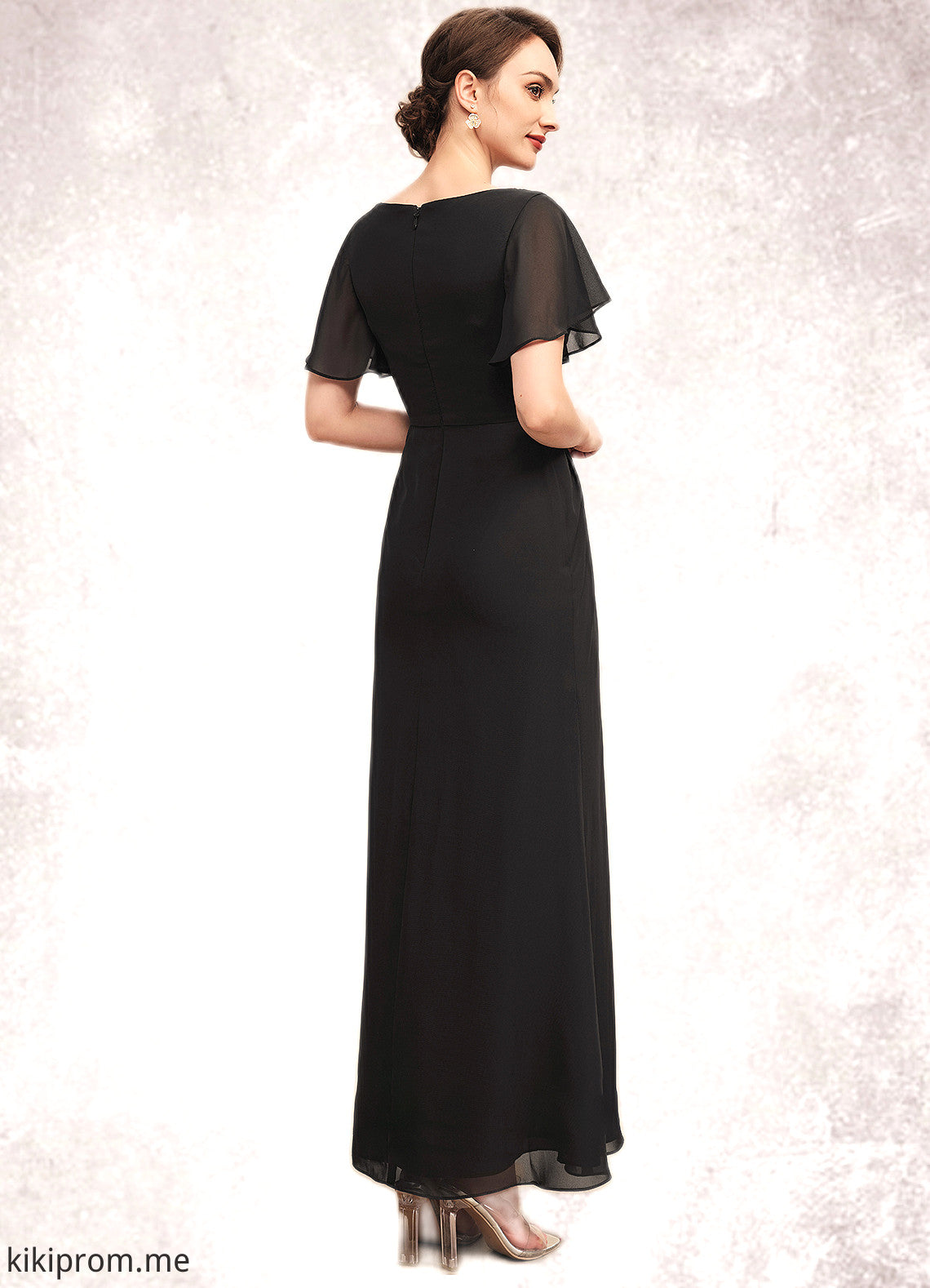 Molly A-Line Scoop Neck Ankle-Length Chiffon Mother of the Bride Dress With Ruffle Beading STF126P0014533