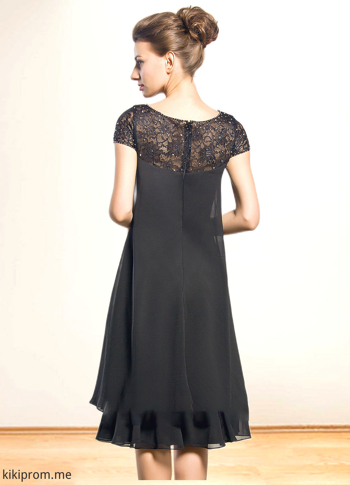 Patricia Empire Scoop Neck Knee-Length Chiffon Mother of the Bride Dress With Beading Sequins STF126P0014537