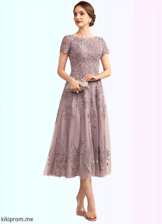 Jazlene A-Line Scoop Neck Tea-Length Tulle Lace Mother of the Bride Dress STF126P0014538