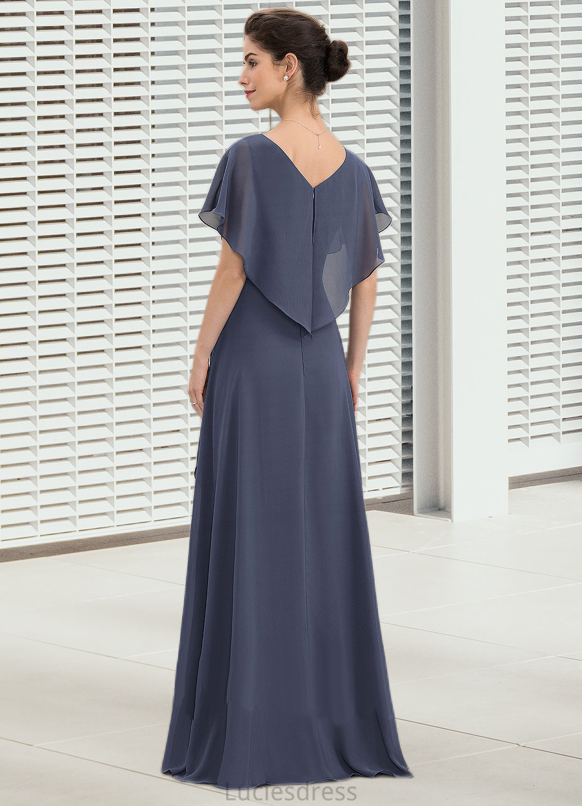 Kali A-Line V-neck Asymmetrical Chiffon Mother of the Bride Dress With Beading Sequins HF126P0014541