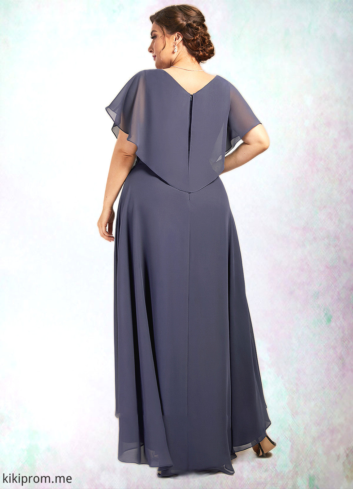 Louisa A-Line V-neck Asymmetrical Chiffon Mother of the Bride Dress With Beading Sequins STF126P0014541