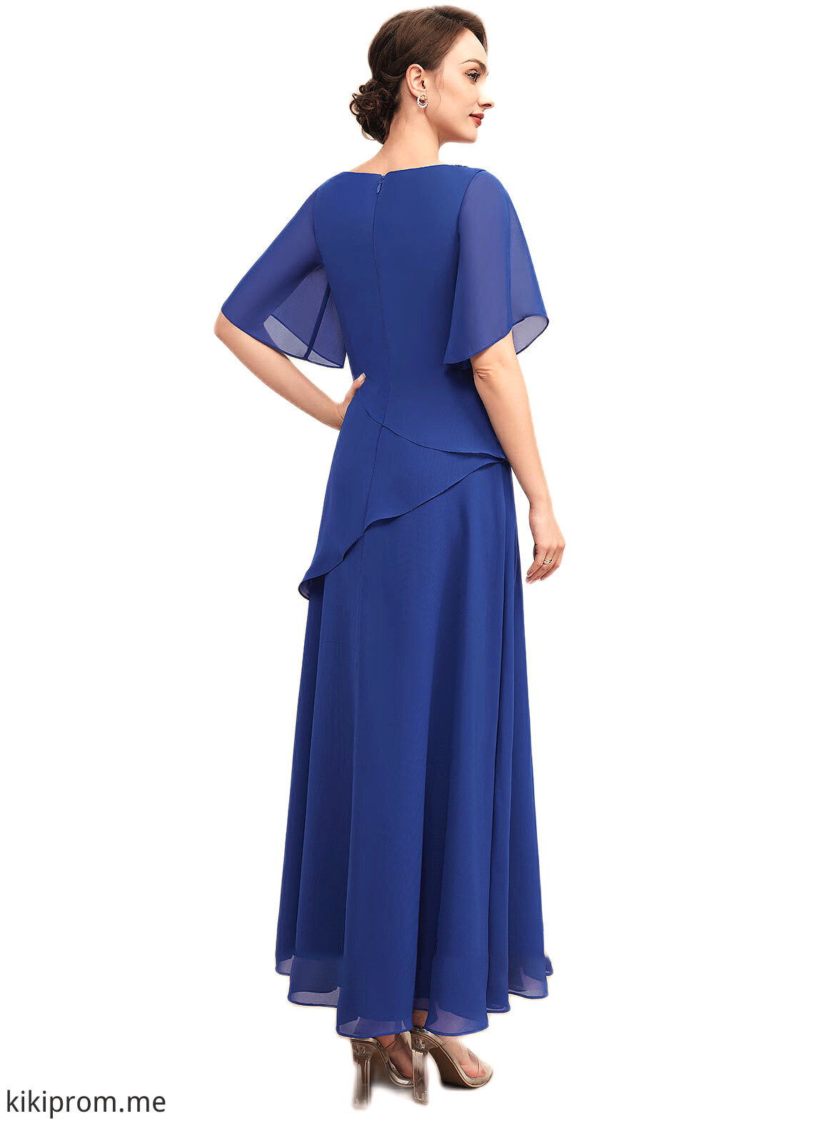 Kaylah A-Line Scoop Neck Ankle-Length Chiffon Mother of the Bride Dress With Beading STF126P0014544