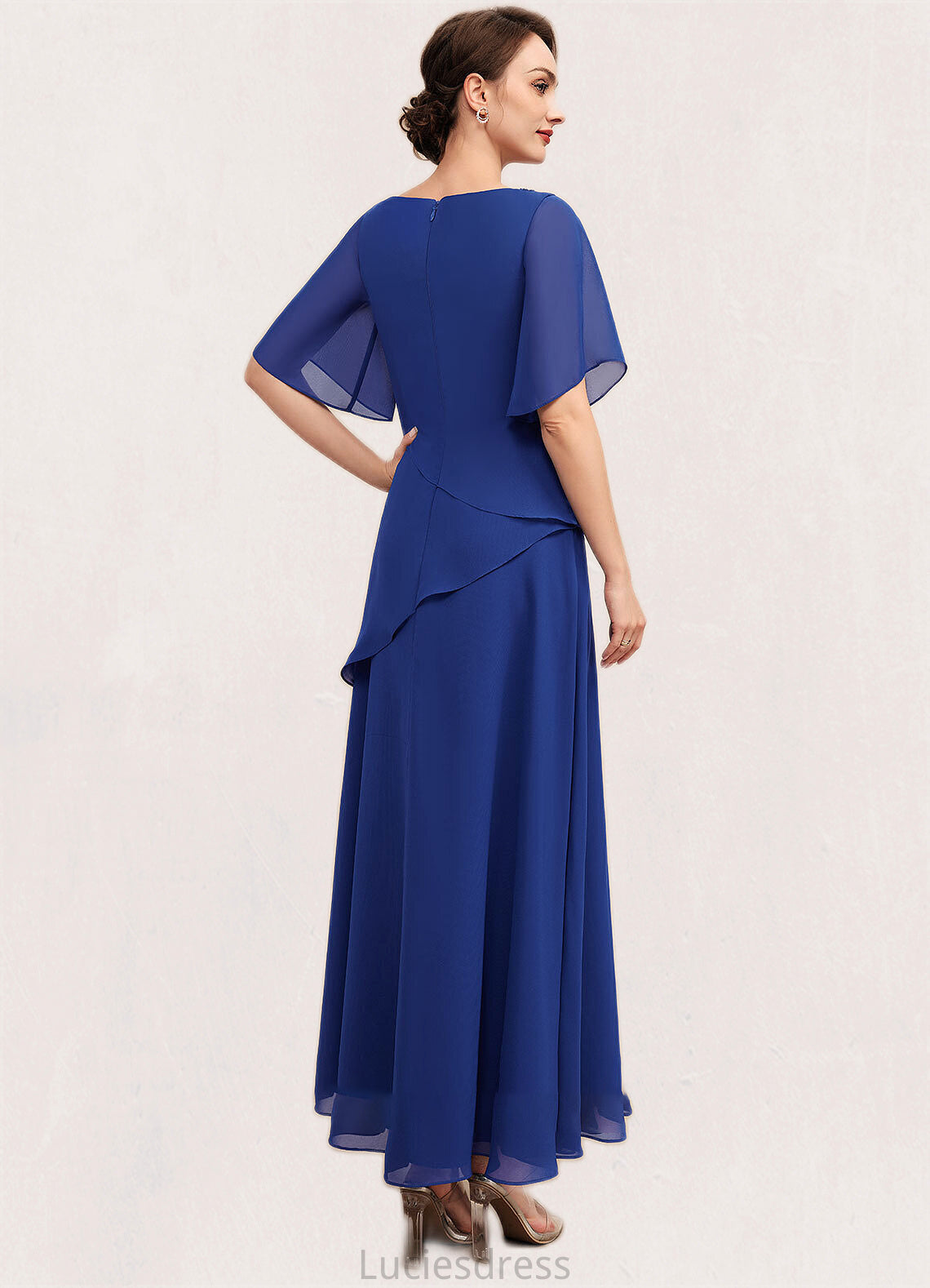 Ginny A-Line Scoop Neck Ankle-Length Chiffon Mother of the Bride Dress With Beading HF126P0014544