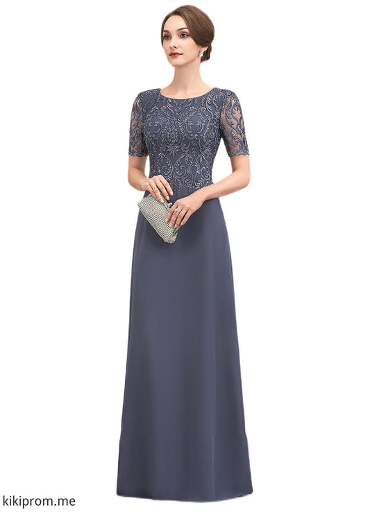 Kimberly A-Line Scoop Neck Floor-Length Chiffon Lace Mother of the Bride Dress STF126P0014568