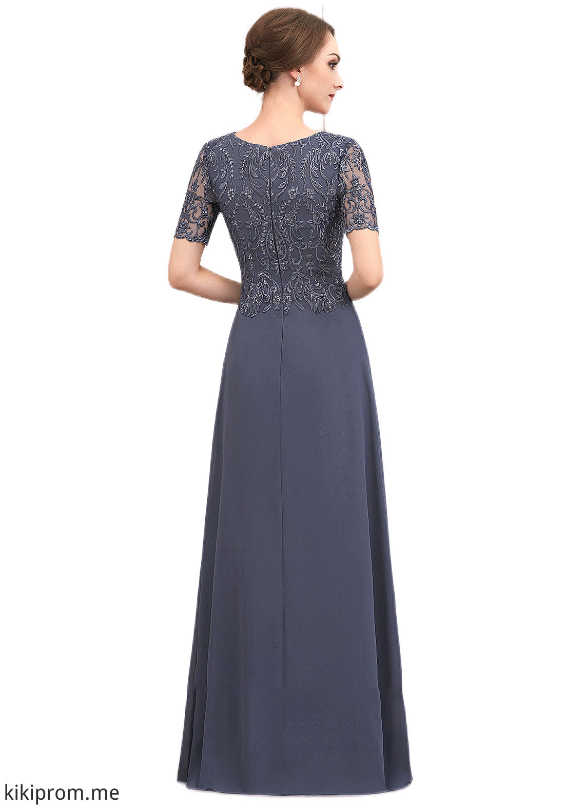 Kimberly A-Line Scoop Neck Floor-Length Chiffon Lace Mother of the Bride Dress STF126P0014568