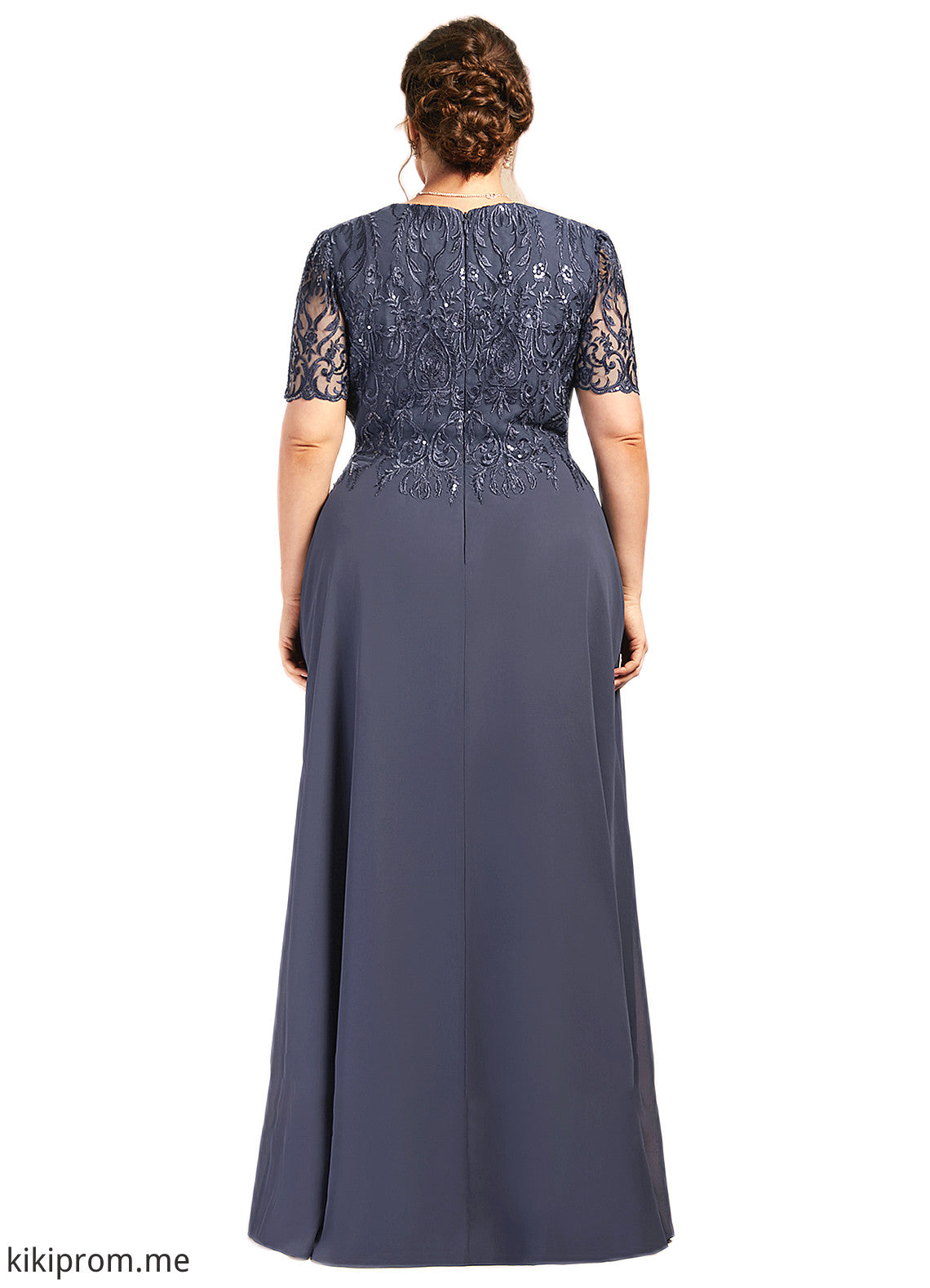 Kimberly A-Line Scoop Neck Floor-Length Chiffon Lace Mother of the Bride Dress STF126P0014568