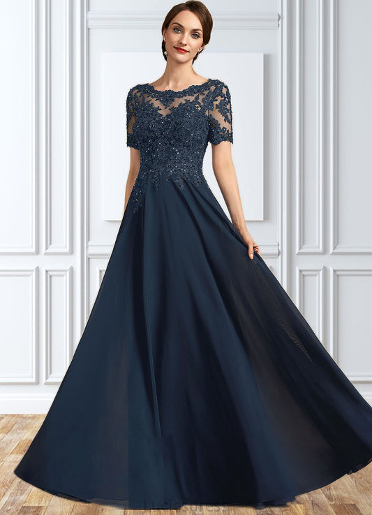 Aliza A-Line Scoop Neck Floor-Length Chiffon Lace Mother of the Bride Dress With Beading Sequins HF126P0014577