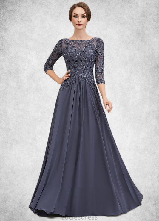 Genevieve A-Line Scoop Neck Floor-Length Chiffon Lace Mother of the Bride Dress With Beading Sequins HF126P0014578