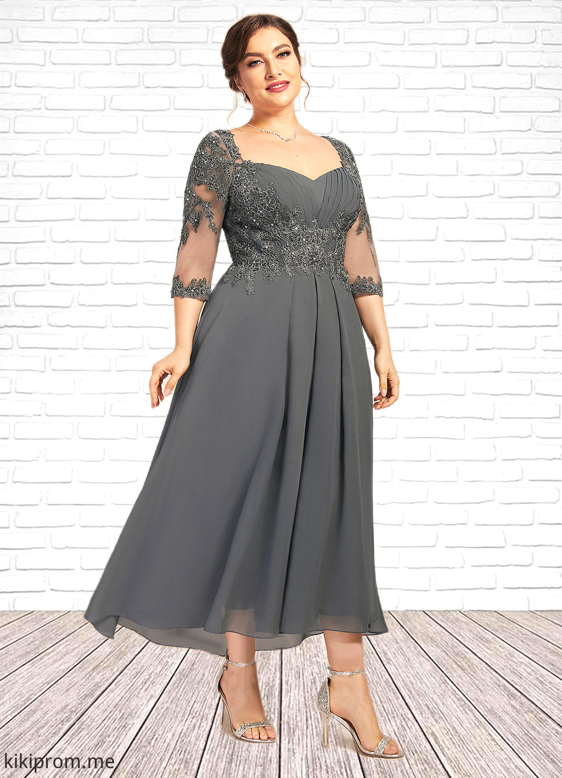 Skylar A-Line Sweetheart Asymmetrical Chiffon Lace Mother of the Bride Dress With Beading Sequins STF126P0014579