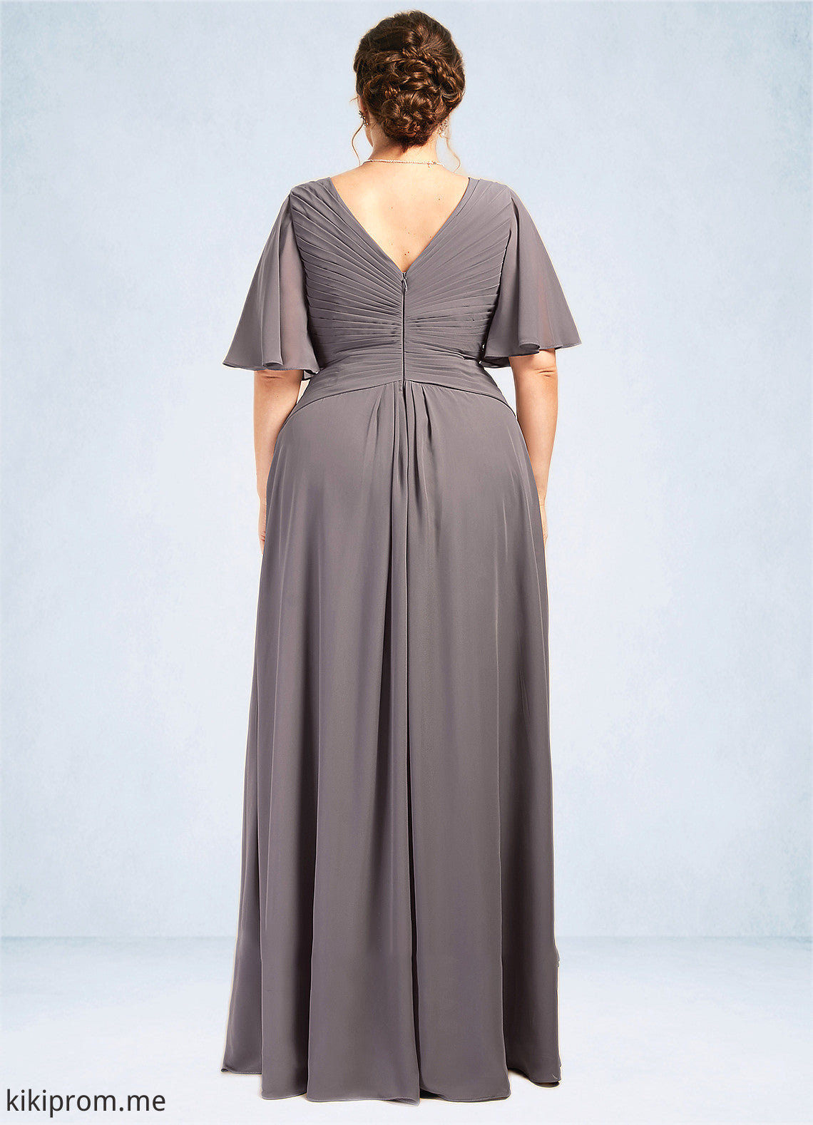 Dania A-Line V-neck Floor-Length Chiffon Mother of the Bride Dress With Ruffle STF126P0014581