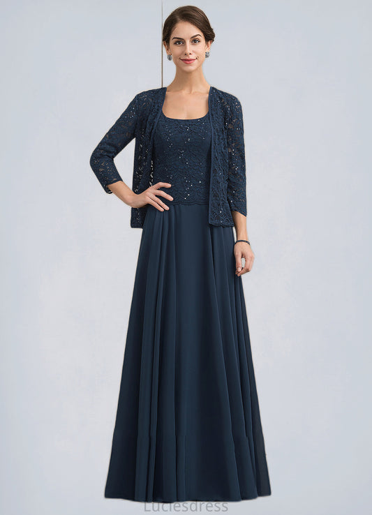 Karley A-Line Square Neckline Floor-Length Chiffon Lace Mother of the Bride Dress With Sequins HF126P0014587