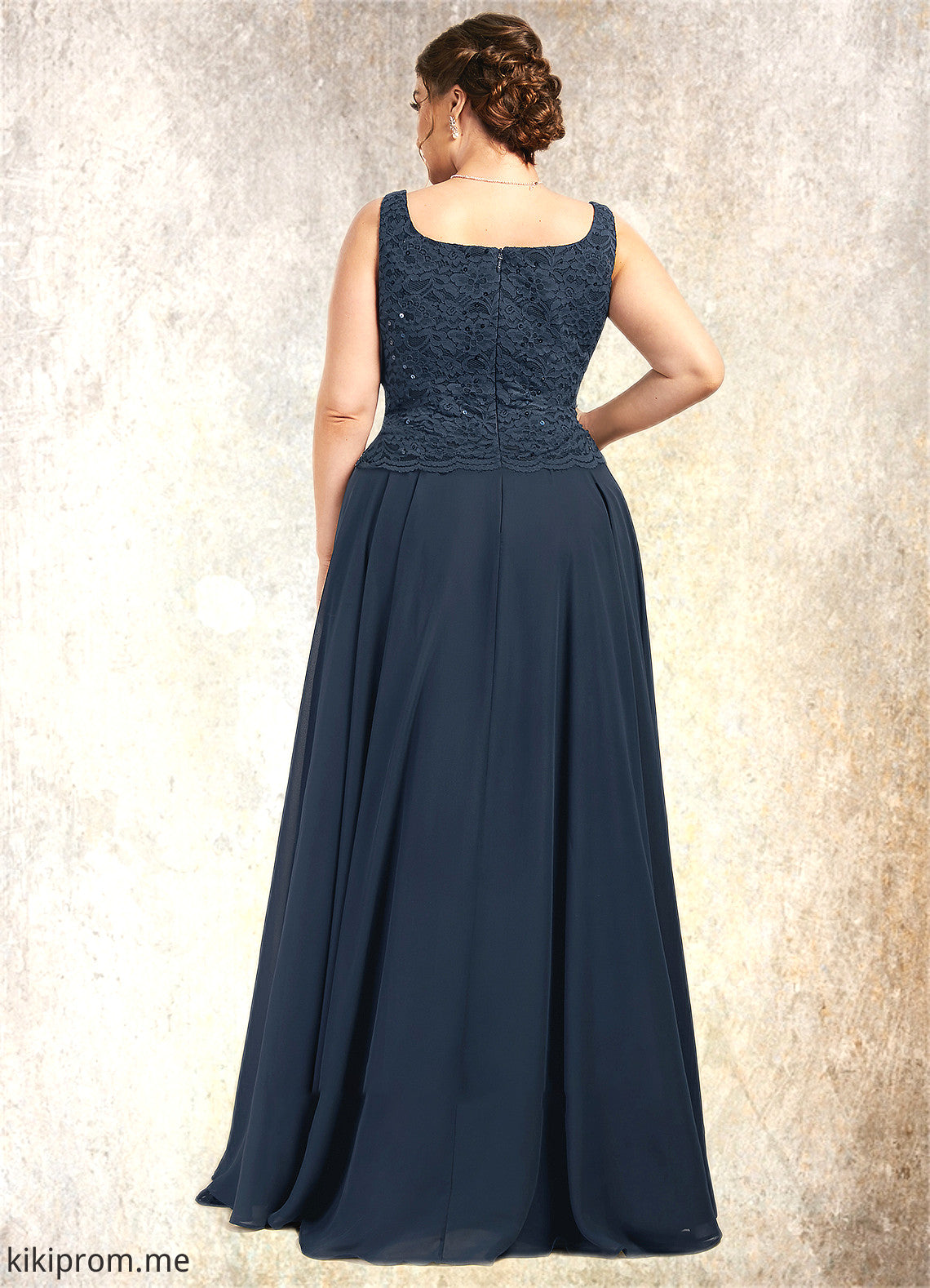 Noelle A-Line Square Neckline Floor-Length Chiffon Lace Mother of the Bride Dress With Sequins STF126P0014587