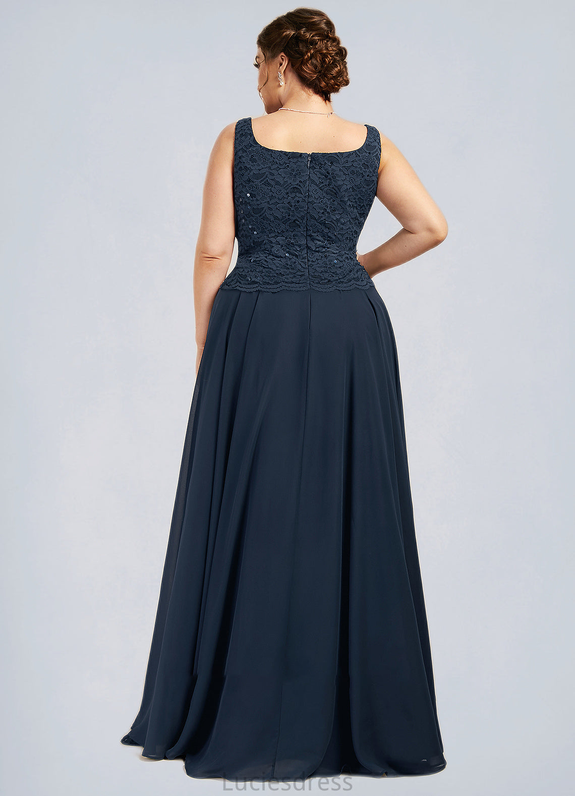 Karley A-Line Square Neckline Floor-Length Chiffon Lace Mother of the Bride Dress With Sequins HF126P0014587