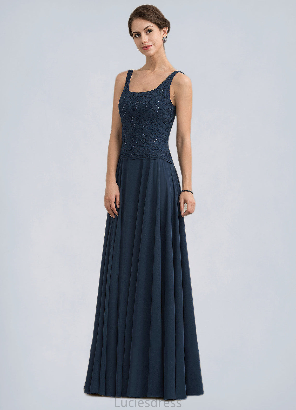 Karley A-Line Square Neckline Floor-Length Chiffon Lace Mother of the Bride Dress With Sequins HF126P0014587