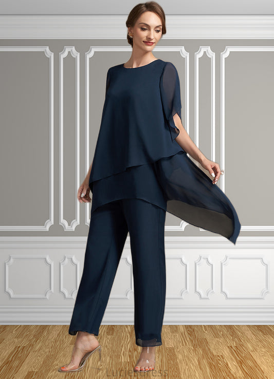 Lara Jumpsuit/Pantsuit Scoop Neck Ankle-Length Chiffon Mother of the Bride Dress HF126P0014607