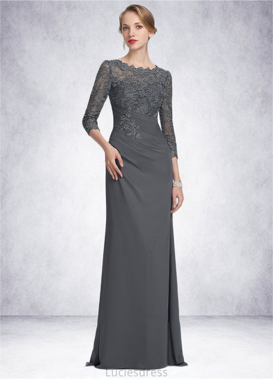 Alessandra Sheath/Column Scoop Neck Floor-Length Chiffon Lace Mother of the Bride Dress With Ruffle HF126P0014611