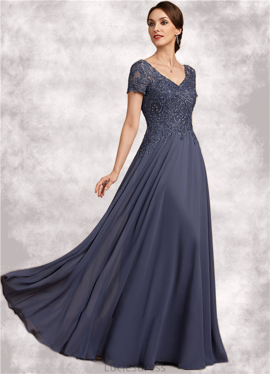 Allison A-line V-Neck Floor-Length Chiffon Lace Mother of the Bride Dress With Beading Sequins HF126P0014614