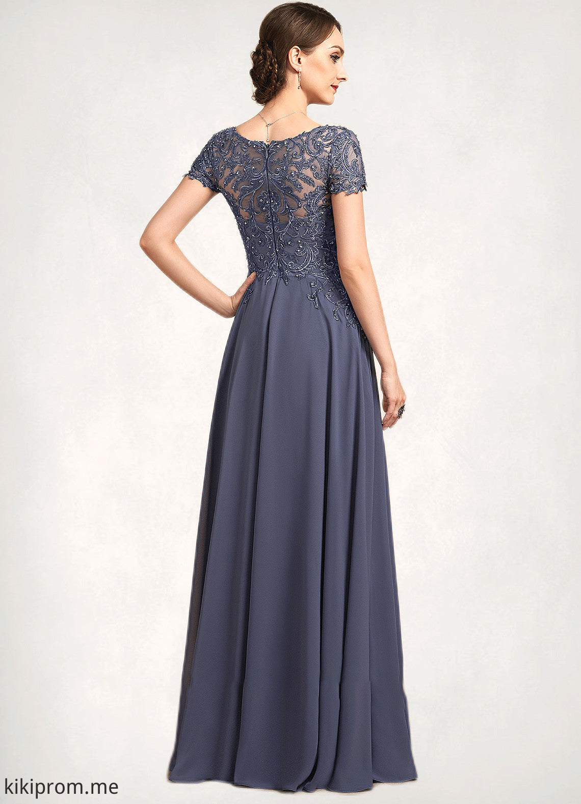 Aria A-line V-Neck Floor-Length Chiffon Lace Mother of the Bride Dress With Beading Sequins STF126P0014614