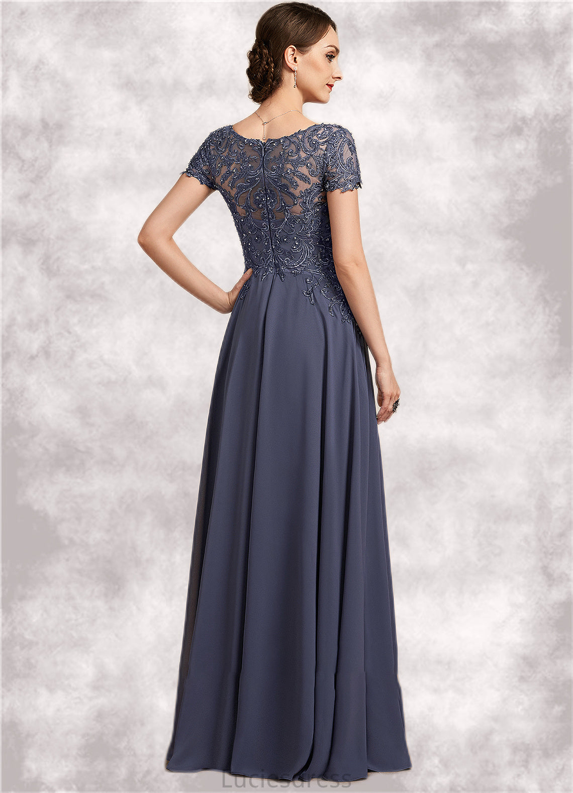 Allison A-line V-Neck Floor-Length Chiffon Lace Mother of the Bride Dress With Beading Sequins HF126P0014614