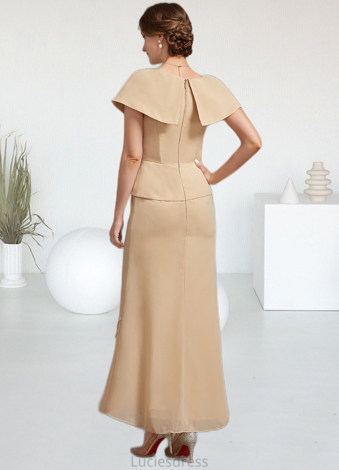 Shelby A-line V-Neck Asymmetrical Chiffon Mother of the Bride Dress With Beading Sequins HF126P0014615