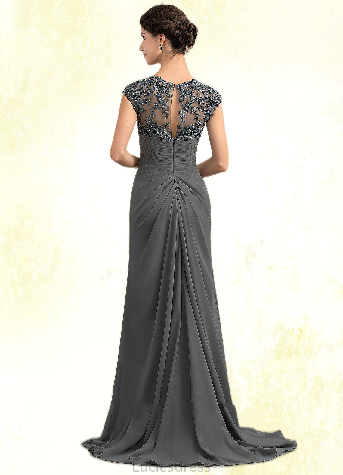 Paisley A-Line Sweetheart Sweep Train Chiffon Lace Mother of the Bride Dress With Beading Sequins HF126P0014618