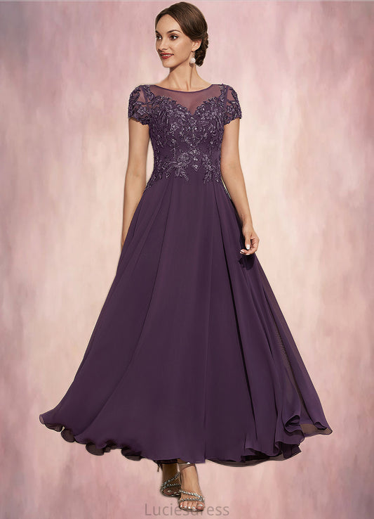 Kennedy A-Line Scoop Neck Ankle-Length Chiffon Lace Mother of the Bride Dress With Sequins HF126P0014626