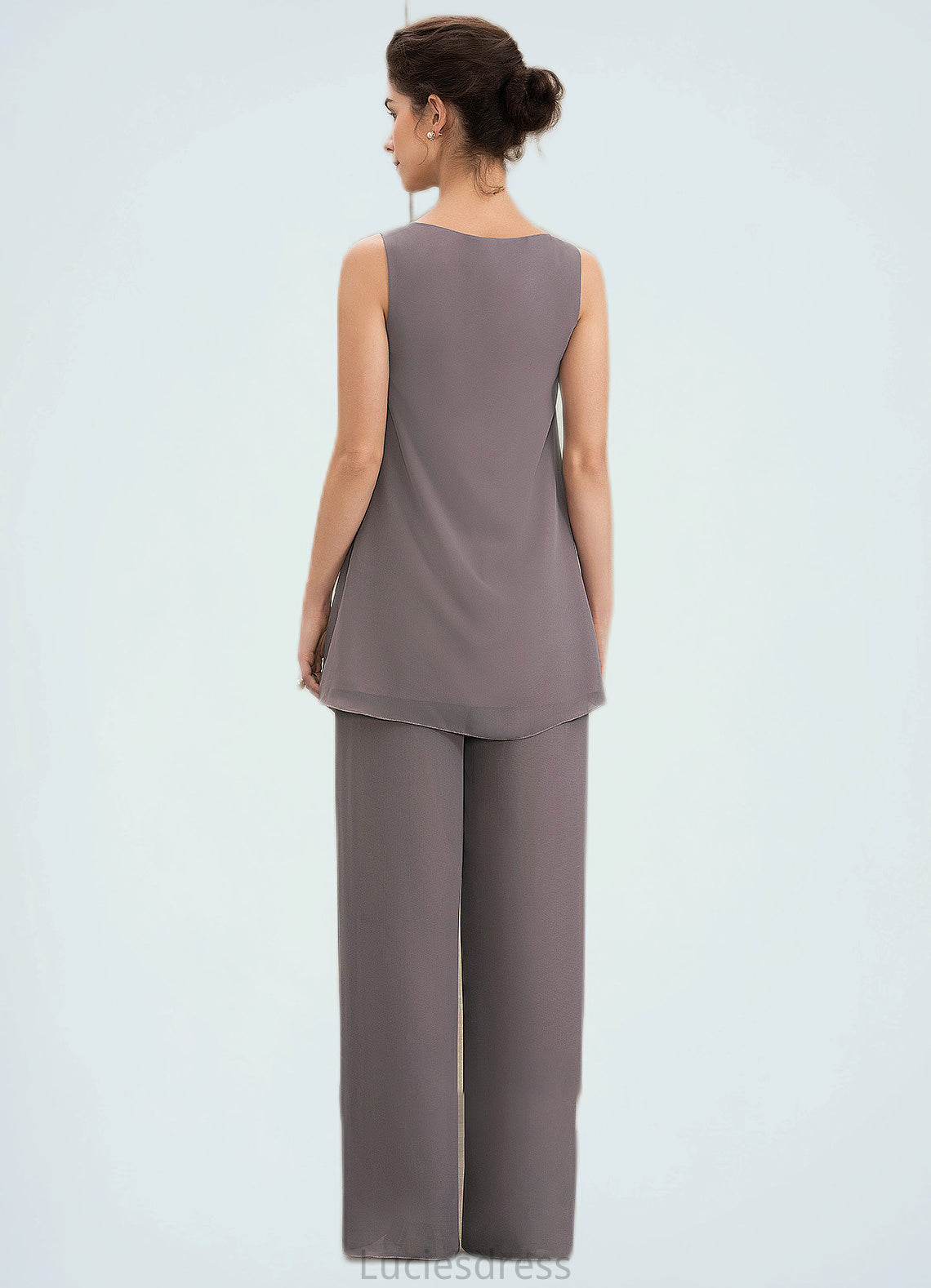 Tiffany Jumpsuit/Pantsuit Scoop Neck Floor-Length Chiffon Mother of the Bride Dress HF126P0014629