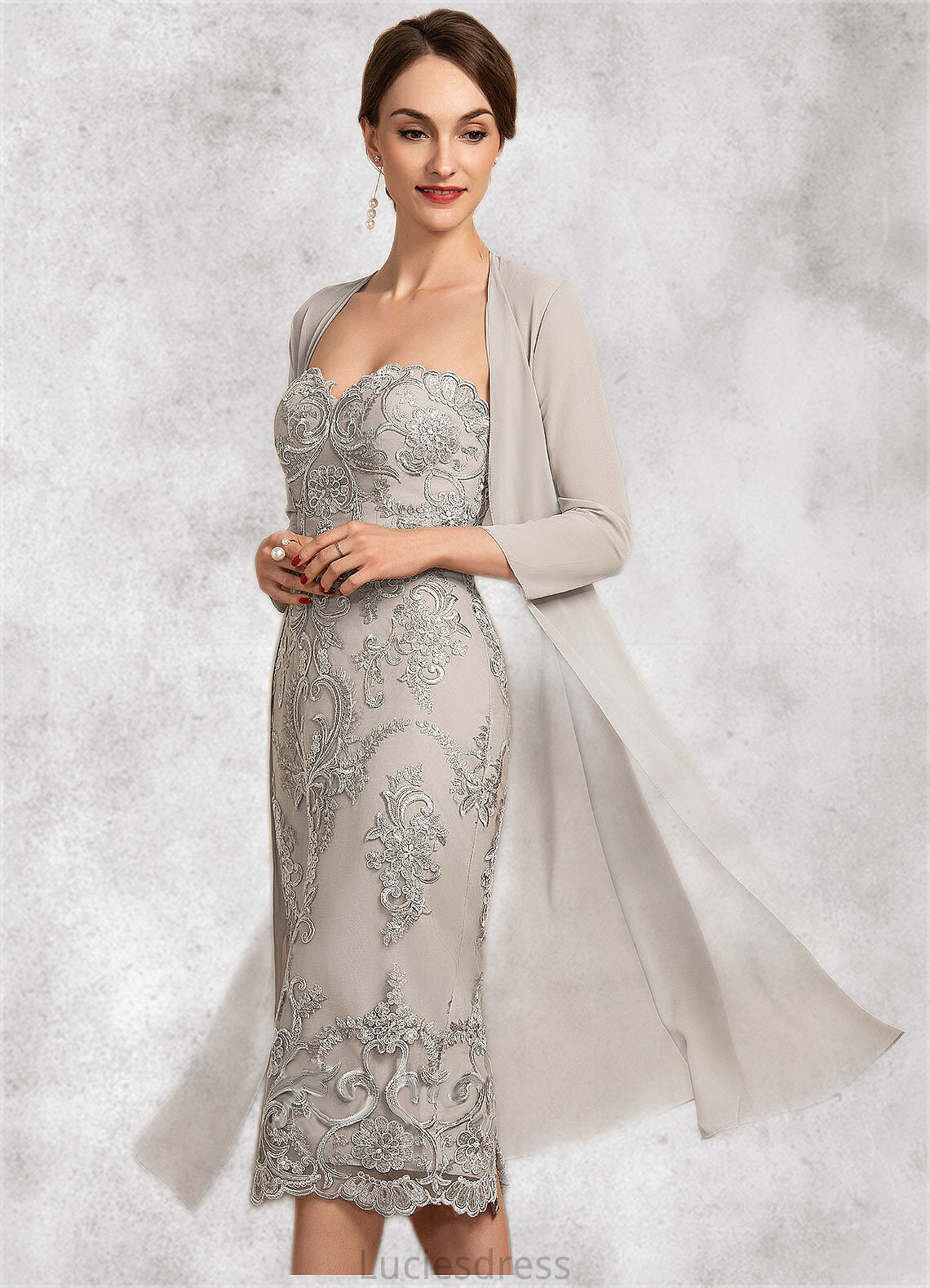 Hannah Sheath/Column Sweetheart Knee-Length Lace Mother of the Bride Dress HF126P0014634