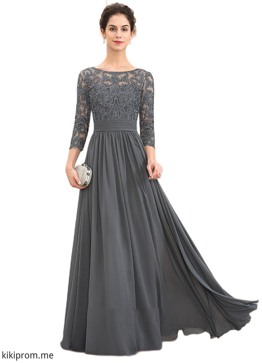 Alexa A-Line Scoop Neck Floor-Length Chiffon Lace Mother of the Bride Dress With Ruffle Beading Sequins STF126P0014652