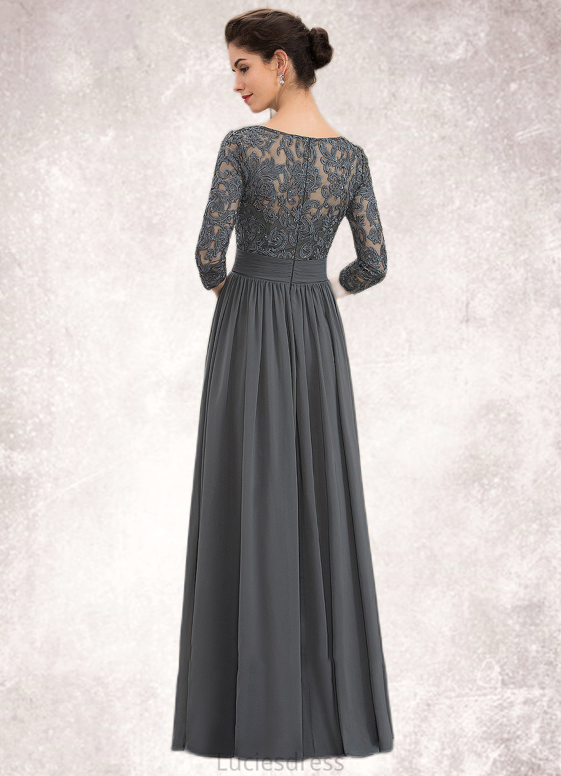 Mckenzie A-Line Scoop Neck Floor-Length Chiffon Lace Mother of the Bride Dress With Ruffle Beading Sequins HF126P0014652