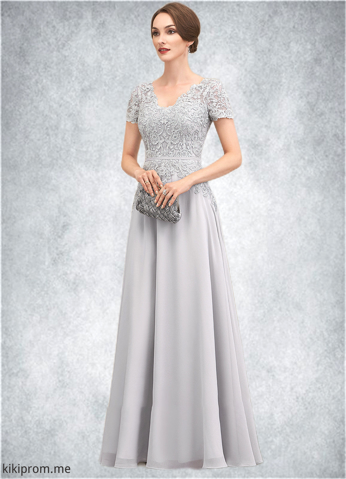 Alison A-line V-Neck Floor-Length Chiffon Lace Mother of the Bride Dress With Sequins STF126P0014658