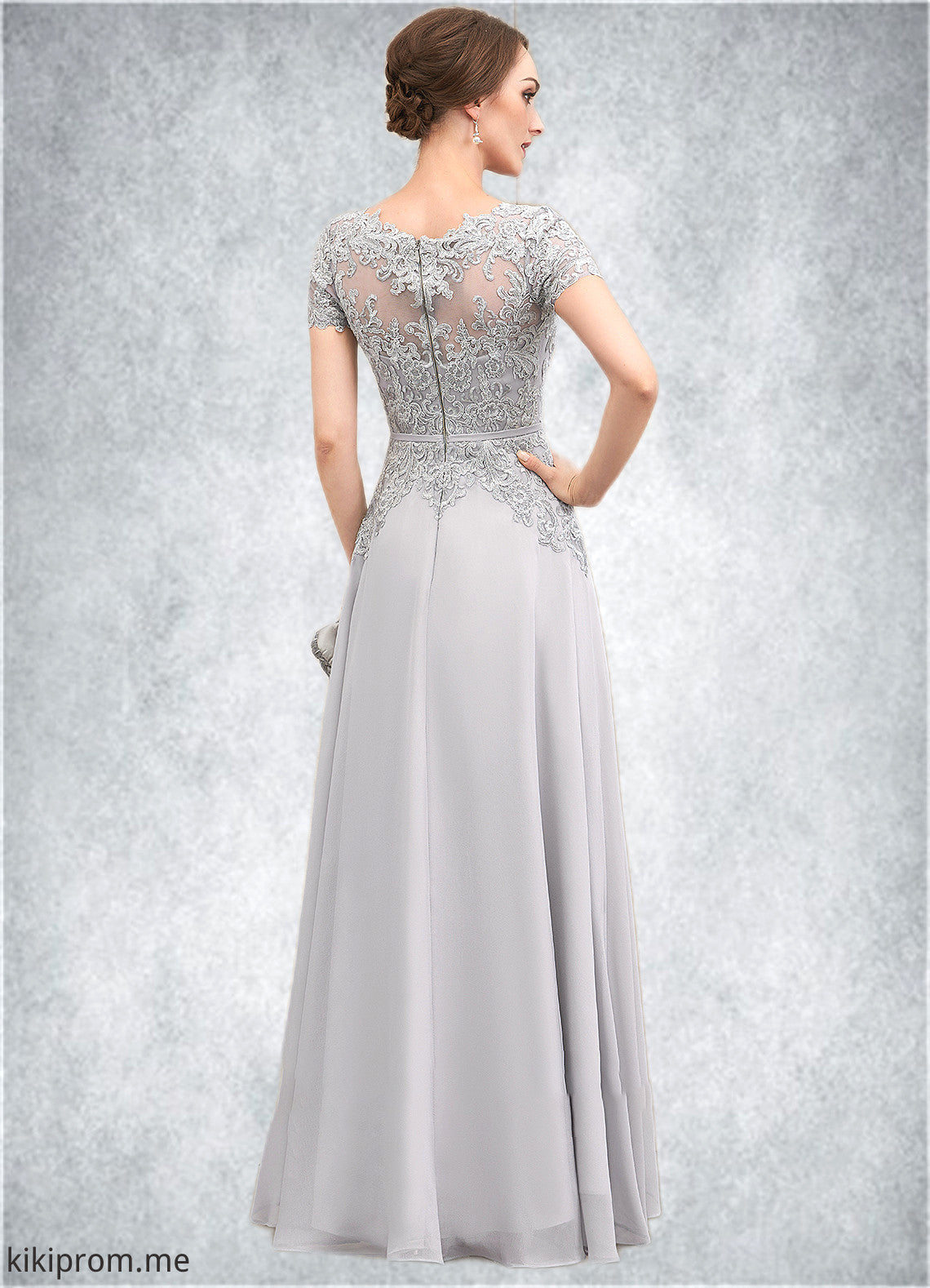 Alison A-line V-Neck Floor-Length Chiffon Lace Mother of the Bride Dress With Sequins STF126P0014658