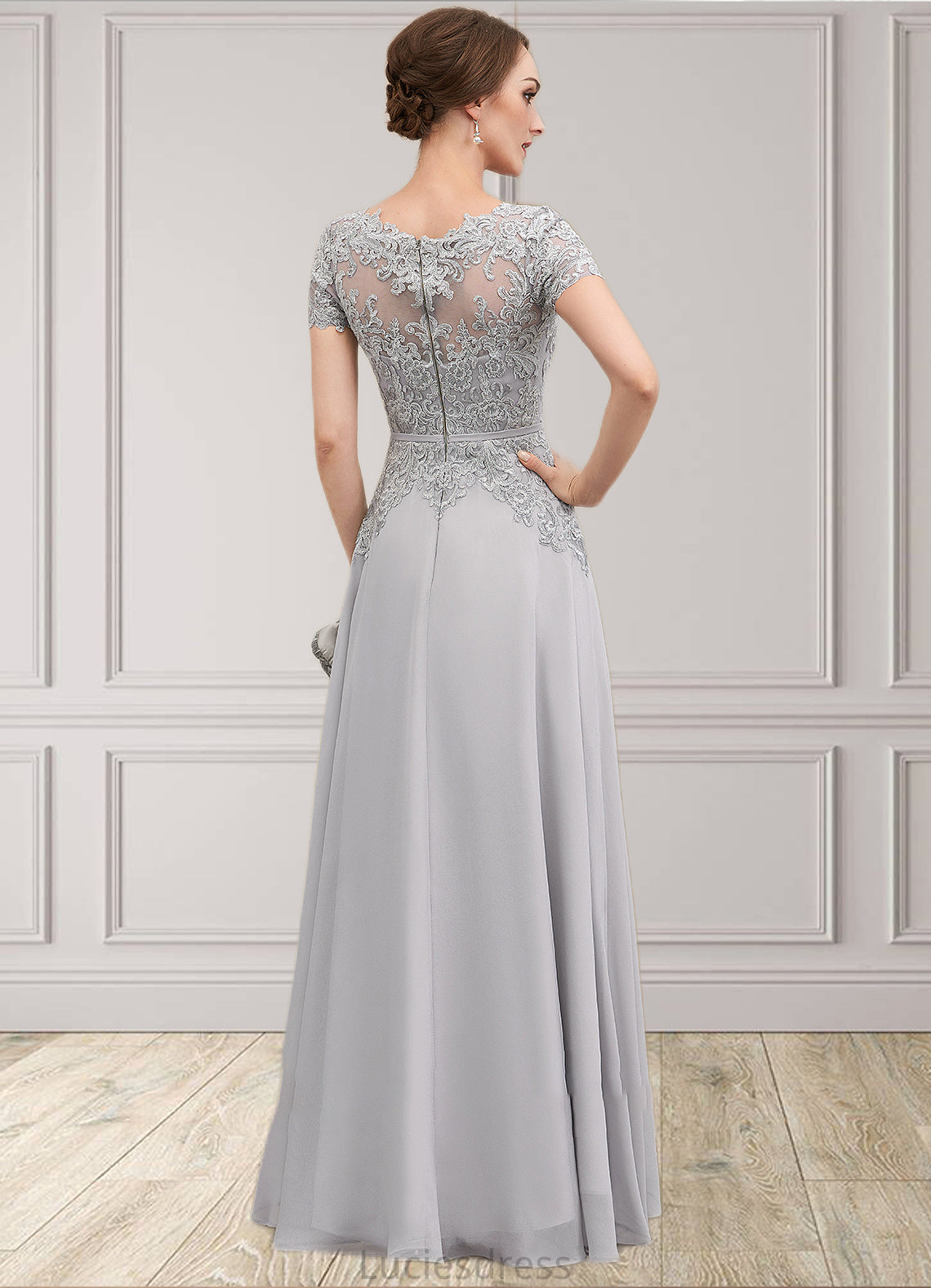 Talia A-line V-Neck Floor-Length Chiffon Lace Mother of the Bride Dress With Sequins HF126P0014658