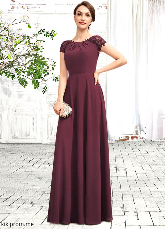 Kaylin A-Line Scoop Neck Floor-Length Chiffon Mother of the Bride Dress With Ruffle Lace STF126P0014662