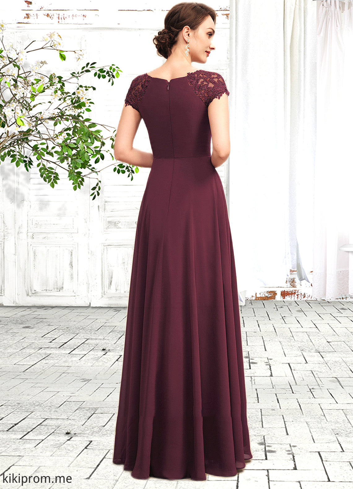 Kaylin A-Line Scoop Neck Floor-Length Chiffon Mother of the Bride Dress With Ruffle Lace STF126P0014662