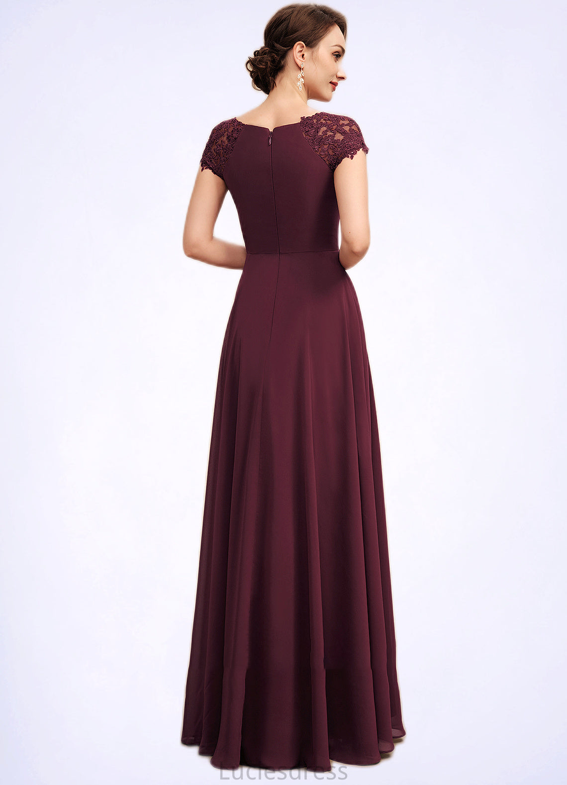 Judith A-Line Scoop Neck Floor-Length Chiffon Mother of the Bride Dress With Ruffle Lace HF126P0014662