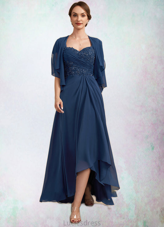 Alisha A-Line Sweetheart Asymmetrical Chiffon Lace Mother of the Bride Dress With Ruffle Beading Sequins HF126P0014663