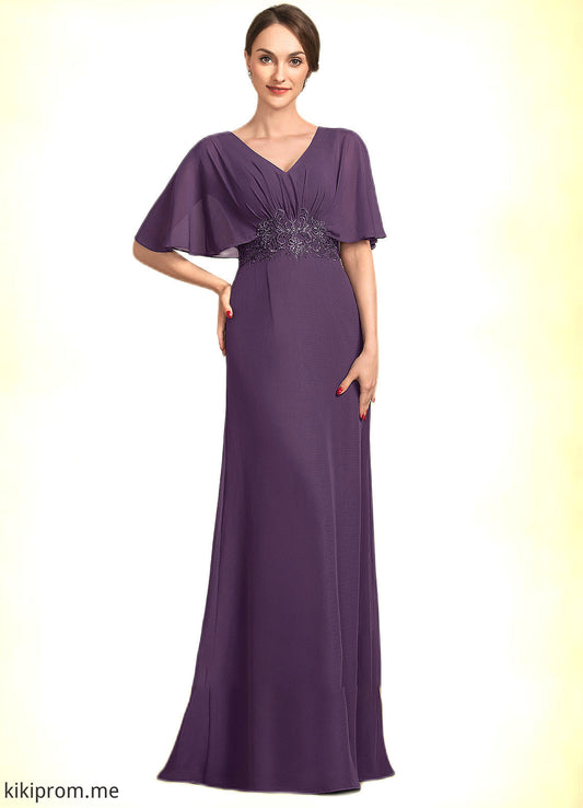 Jennifer A-Line V-neck Floor-Length Chiffon Mother of the Bride Dress With Lace Sequins STF126P0014665